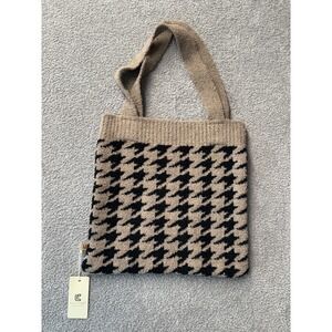 ComfyLuxe Houndstooth Knit Tote Bag Coffee Quiet Luxury Old Money